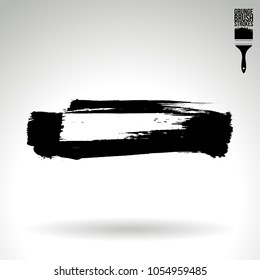 Black brush stroke and texture. Grunge vector abstract hand - painted element. Underline and border design.