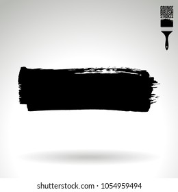 Black brush stroke and texture. Grunge vector abstract hand - painted element. Underline and border design.