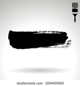 Black brush stroke and texture. Grunge vector abstract hand - painted element. Underline and border design.