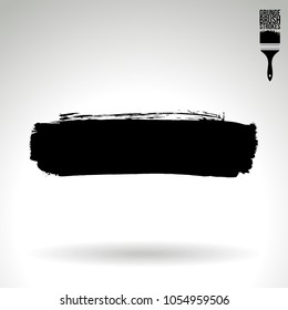 Black brush stroke and texture. Grunge vector abstract hand - painted element. Underline and border design.