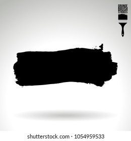 Black brush stroke and texture. Grunge vector abstract hand - painted element. Underline and border design.