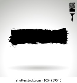 Black brush stroke and texture. Grunge vector abstract hand - painted element. Underline and border design.