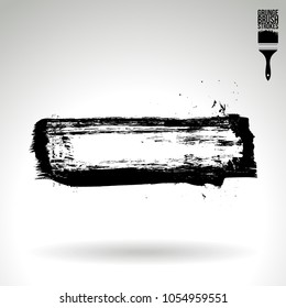 Black brush stroke and texture. Grunge vector abstract hand - painted element. Underline and border design.
