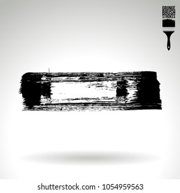 Black brush stroke and texture. Grunge vector abstract hand - painted element. Underline and border design.