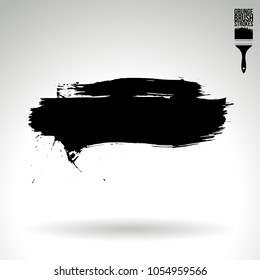 Black brush stroke and texture. Grunge vector abstract hand - painted element. Underline and border design.
