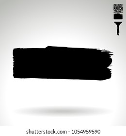 Black brush stroke and texture. Grunge vector abstract hand - painted element. Underline and border design.