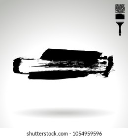 Black brush stroke and texture. Grunge vector abstract hand - painted element. Underline and border design.