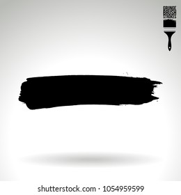 Black brush stroke and texture. Grunge vector abstract hand - painted element. Underline and border design.