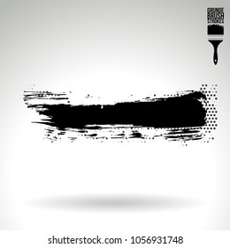 Black brush stroke and texture. Grunge vector abstract hand - painted element. Underline and border design.