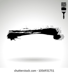 Black brush stroke and texture. Grunge vector abstract hand - painted element. Underline and border design.
