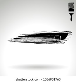 Black brush stroke and texture. Grunge vector abstract hand - painted element. Underline and border design.