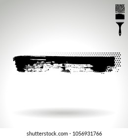 Black brush stroke and texture. Grunge vector abstract hand - painted element. Underline and border design.