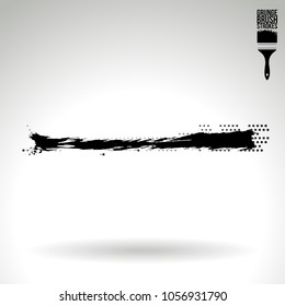Black brush stroke and texture. Grunge vector abstract hand - painted element. Underline and border design.