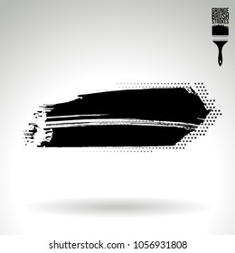 Black brush stroke and texture. Grunge vector abstract hand - painted element. Underline and border design.