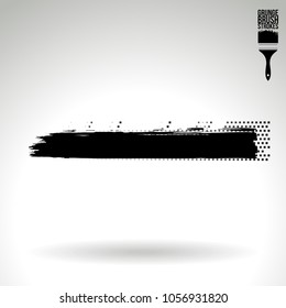 Black brush stroke and texture. Grunge vector abstract hand - painted element. Underline and border design.