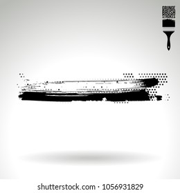 Black brush stroke and texture. Grunge vector abstract hand - painted element. Underline and border design.