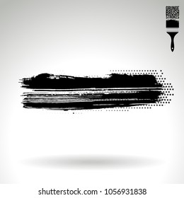 Black brush stroke and texture. Grunge vector abstract hand - painted element. Underline and border design.