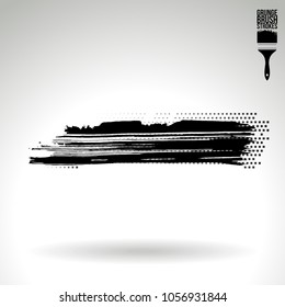 Black brush stroke and texture. Grunge vector abstract hand - painted element. Underline and border design.