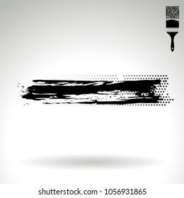 Black brush stroke and texture. Grunge vector abstract hand - painted element. Underline and border design.