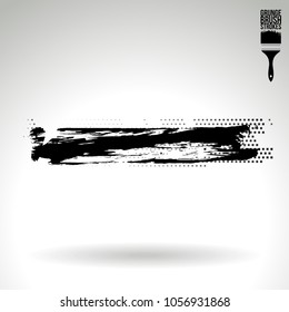 Black brush stroke and texture. Grunge vector abstract hand - painted element. Underline and border design.