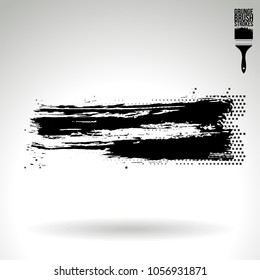 Black brush stroke and texture. Grunge vector abstract hand - painted element. Underline and border design.
