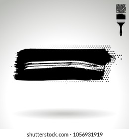 Black brush stroke and texture. Grunge vector abstract hand - painted element. Underline and border design.