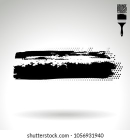 Black brush stroke and texture. Grunge vector abstract hand - painted element. Underline and border design.