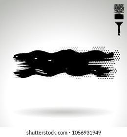 Black brush stroke and texture. Grunge vector abstract hand - painted element. Underline and border design.