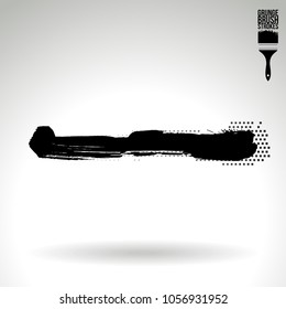 Black brush stroke and texture. Grunge vector abstract hand - painted element. Underline and border design.