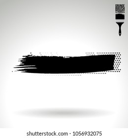 Black brush stroke and texture. Grunge vector abstract hand - painted element. Underline and border design.