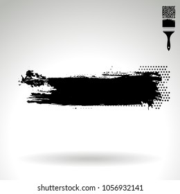 Black brush stroke and texture. Grunge vector abstract hand - painted element. Underline and border design.