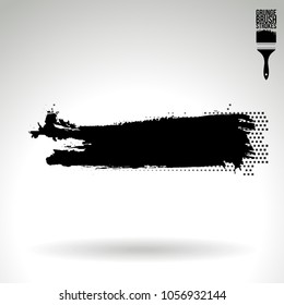 Black brush stroke and texture. Grunge vector abstract hand - painted element. Underline and border design.