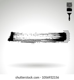 Black brush stroke and texture. Grunge vector abstract hand - painted element. Underline and border design.
