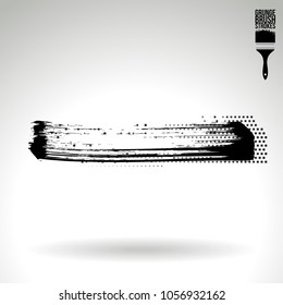 Black brush stroke and texture. Grunge vector abstract hand - painted element. Underline and border design.