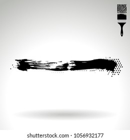 Black brush stroke and texture. Grunge vector abstract hand - painted element. Underline and border design.
