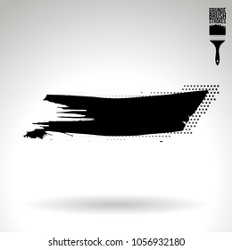 Black brush stroke and texture. Grunge vector abstract hand - painted element. Underline and border design.