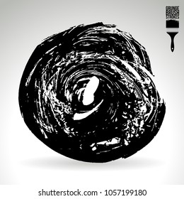 Black brush stroke and texture. Grunge vector abstract hand - painted element. Underline and border design.