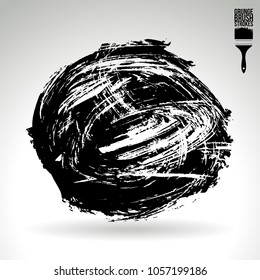 Black brush stroke and texture. Grunge vector abstract hand - painted element. Underline and border design.