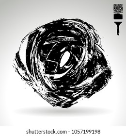 Black brush stroke and texture. Grunge vector abstract hand - painted element. Underline and border design.