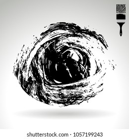 Black brush stroke and texture. Grunge vector abstract hand - painted element. Underline and border design.