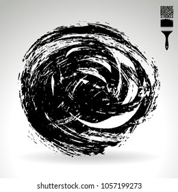 Black brush stroke and texture. Grunge vector abstract hand - painted element. Underline and border design.