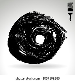 Black brush stroke and texture. Grunge vector abstract hand - painted element. Underline and border design.