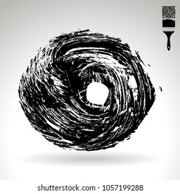 Black brush stroke and texture. Grunge vector abstract hand - painted element. Underline and border design.