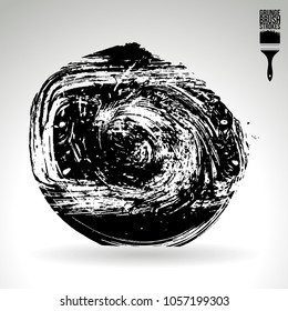 Black brush stroke and texture. Grunge vector abstract hand - painted element. Underline and border design.