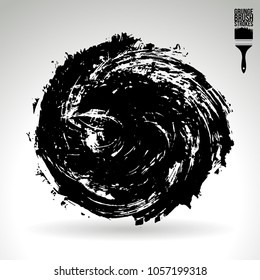 Black brush stroke and texture. Grunge vector abstract hand - painted element. Underline and border design.