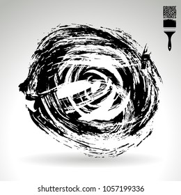 Black brush stroke and texture. Grunge vector abstract hand - painted element. Underline and border design.