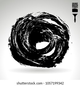 Black brush stroke and texture. Grunge vector abstract hand - painted element. Underline and border design.