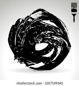 Black brush stroke and texture. Grunge vector abstract hand - painted element. Underline and border design.