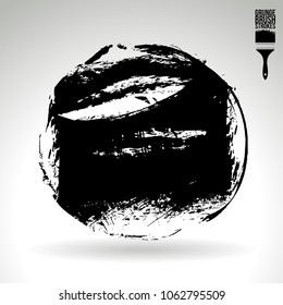 Black brush stroke and texture. Grunge vector abstract hand - painted element. Underline and border design.