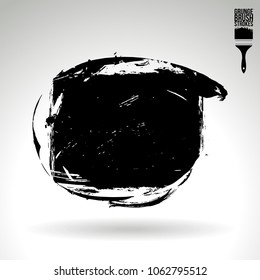 Black brush stroke and texture. Grunge vector abstract hand - painted element. Underline and border design.